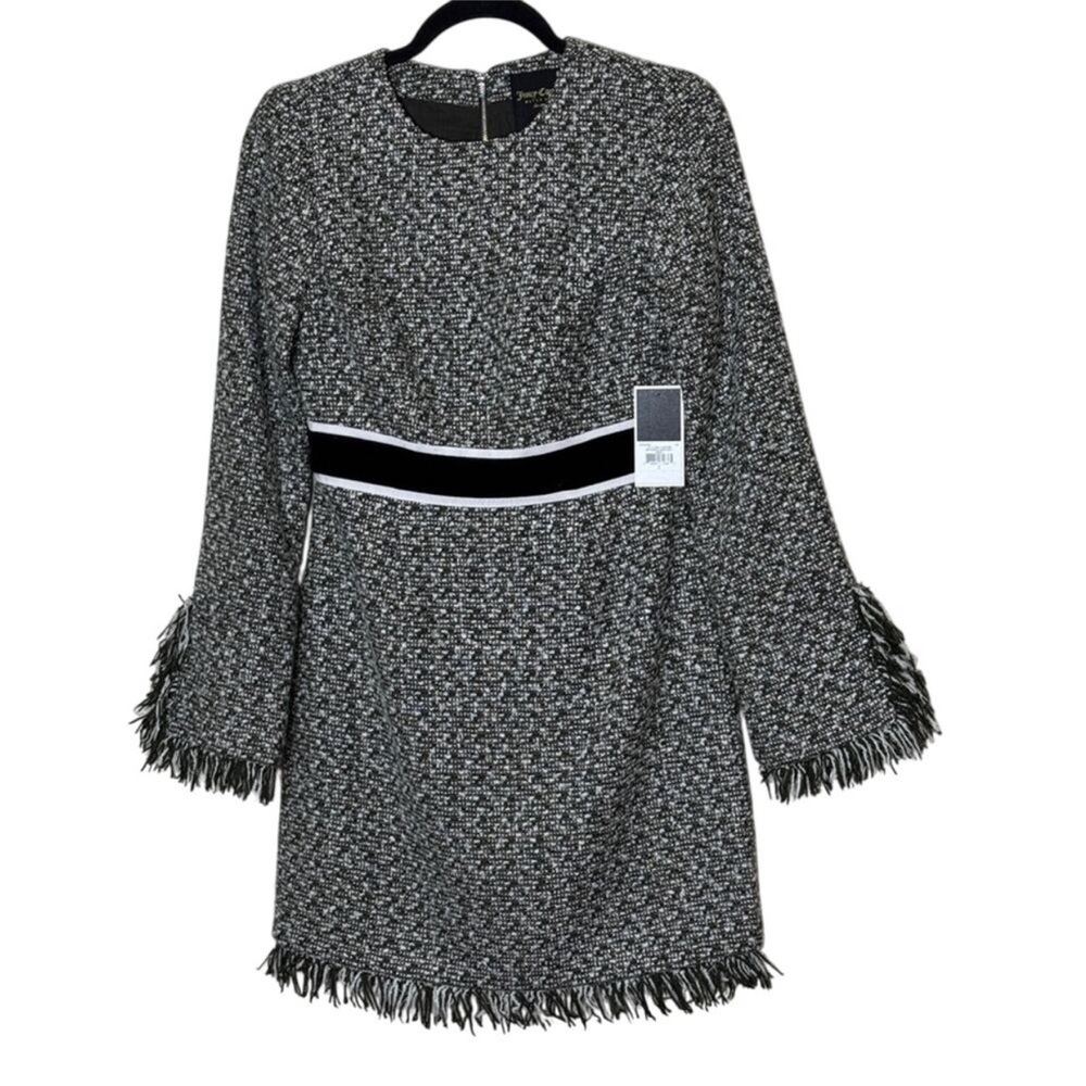 Elegant Black and White Tweed Mini Dress
